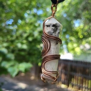 CRYSTAL DESTASH wire-wrapped moonstone pendant